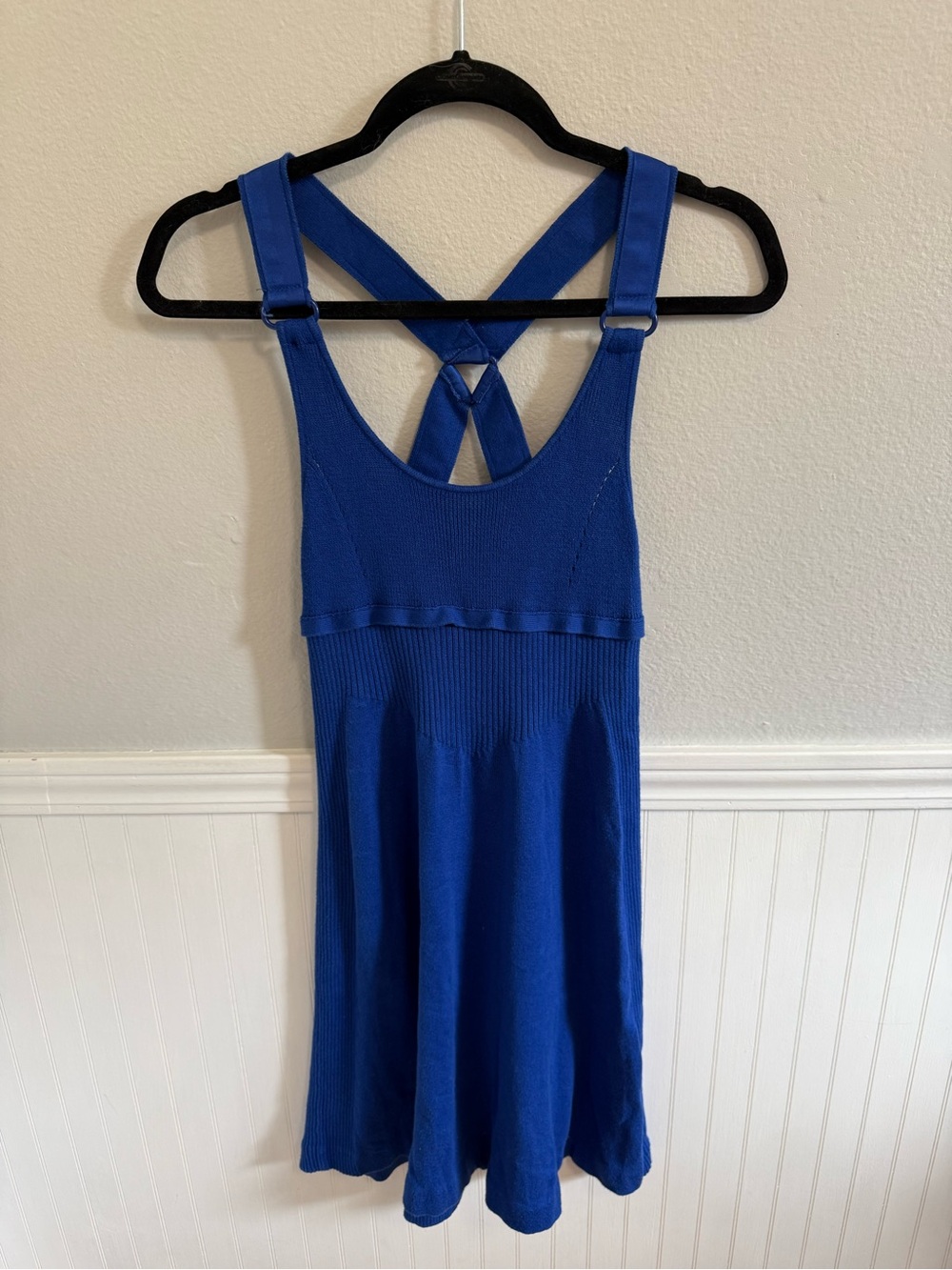 Armani Exchange 100% Cotton Royal Blue Knit Dress with Crossback Straps